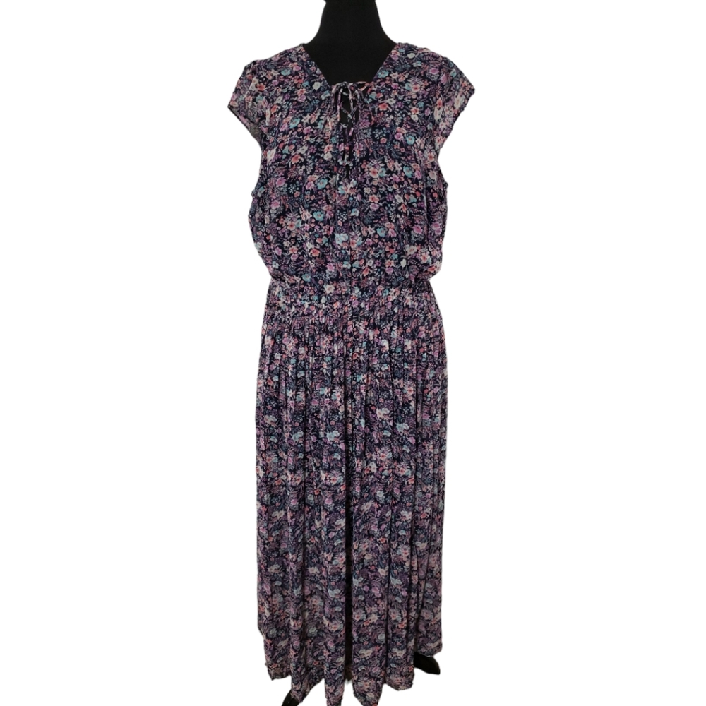 Ashley Nell Tipton for Boutique Floral Lace up Neck Floral Maxi Dress Sz 1X